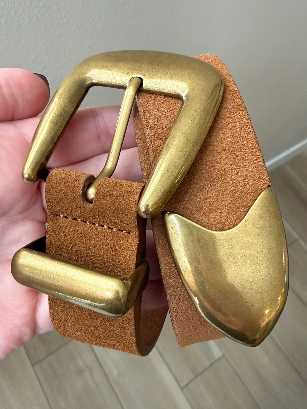 NWOT Anthro Leather Belt Western Brown Gold